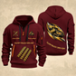 Dump Truck Driver Flow of Craft Quarter-Zip Hoodie in Wine Red, full authentic front and back views with matching dump truck driver tools and equipment artwork, original sample name/year and curved gold occupation lettering.