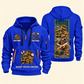 Dump Truck Driver Daily Groundwork Quarter-Zip Hoodie in Blue, complete front and back views
