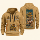 Dump Truck Driver Daily Groundwork Quarter-Zip Hoodie in Khaki, complete front and back views