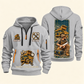 Dump Truck Driver Daily Groundwork Quarter-Zip Hoodie in Light Grey, complete front and back views