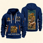 Dump Truck Driver Daily Groundwork Quarter-Zip Hoodie in Navy, complete front and back views