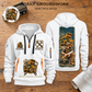 Dump Truck Driver Daily Groundwork Quarter-Zip Hoodie in White, complete front and back pair with circular pocket-art detail
