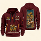 Dump Truck Driver Daily Groundwork Quarter-Zip Hoodie in Wine Red, complete front and back views