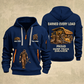 Dump Truck Driver Earned Every Load Quarter-Zip Hoodie in Navy, full authentic front and back views with matching dump truck driver tools and equipment artwork, original sample name/year and Earned Every slogan.