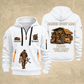 Dump Truck Driver Earned Every Load Quarter-Zip Hoodie in White, full authentic front and back views with matching dump truck driver tools and equipment artwork, original sample name/year and Earned Every slogan.