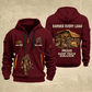 Dump Truck Driver Earned Every Load Quarter-Zip Hoodie in Wine Red, full authentic front and back views with matching dump truck driver tools and equipment artwork, original sample name/year and Earned Every slogan.