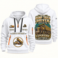 Dump Truck Driver Experience Keeps Working Quarter-Zip Hoodie in White, authentic overlapping front and back views with dump truck driver artwork and source sample name/year lettering.