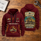 Dump Truck Driver Experience Keeps Working Quarter-Zip Hoodie in Wine Red, full front and back views on a dump truck driver workbench.