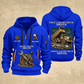 Dump Truck Driver Proud of the Trade Quarter-Zip Hoodie in Blue, full authentic front and back views with matching dump truck driver tools and equipment artwork, original sample name/year and once-and-always trade motto.
