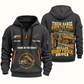 Dump Truck Driver Hands That Power Quarter-Zip Hoodie in Gray, authentic overlapping front and back views with dump truck driver artwork and source sample name/year lettering.