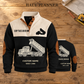 Dump Truck Driver Haul Planner Sports Sweatshirt in Black, dominant front and smaller real-source back on warm wooden workbench, with HAUL PLANNER headline.; visible custom-name and SINCE 2000 sample text on the garment.