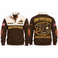 Dump Truck Driver Hauling Knowledge Sports Sweatshirt in Brown, front and back garment views with inspection notebook, pencil, inspection mallet, tire-pressure gauge and work glove, EXPERIENCE MAKES THE CONNECTION lettering and source sample YOUR NAME and SINCE 2000 text.