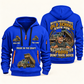 Dump Truck Driver Old School Know-How quarter-zip hoodie in Blue, front and back, fixed sample name and year artwork