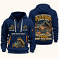 Dump Truck Driver Old School Know-How quarter-zip hoodie in Navy, front and back, fixed sample name and year artwork
