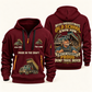 Dump Truck Driver Old School Know-How quarter-zip hoodie in Wine Red, front and back, fixed sample name and year artwork