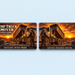 Dump Truck Driver Sunset Workday Aluminum Wallet Card, showing the front and reverse with rigid tipping-body dump-truck artwork and fixed illustrative name and year.