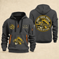 Dump Truck Driver Hauling With Pride Quarter-Zip Hoodie in Gray, full authentic front and back views with matching dump truck driver tools and equipment artwork, original sample name/year and trade-pride badge lettering.