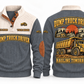 Dump Truck Driver Hauling Tomorrow Sports Sweatshirt in Grey, front and back views with occupation artwork and original sample YOUR NAME and SINCE 2000 text