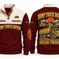Dump Truck Driver Hauling Tomorrow Sports Sweatshirt in Jujube Red, front and back views with occupation artwork and original sample YOUR NAME and SINCE 2000 text