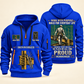 Ironworker Built For The Everyday Quarter-Zip Hoodie in Blue, full authentic front and back views with matching ironworker tools and equipment artwork, original sample name/year and Built For The Everyday planning theme.