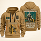Ironworker Built For The Everyday Quarter-Zip Hoodie in Khaki, full authentic front and back views with matching ironworker tools and equipment artwork, original sample name/year and Built For The Everyday planning theme.