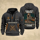 Ironworker Built With Skill Quarter-Zip Hoodie in Gray, full authentic front and back views with matching ironworker tools and equipment artwork, original sample name/year and Built With Skill slogan.