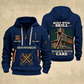 Ironworker Built With Skill Quarter-Zip Hoodie in Navy, full authentic front and back views with matching ironworker tools and equipment artwork, original sample name/year and Built With Skill slogan.
