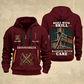 Ironworker Built With Skill Quarter-Zip Hoodie in Wine Red, full authentic front and back views with matching ironworker tools and equipment artwork, original sample name/year and Built With Skill slogan.