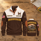 Ironworker Connected Steel Sports Sweatshirt in Brown, source-faithful front and back views on a warm wooden workbench, with CONNECTED STEEL headline.