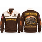Ironworker Connected Steel Sports Sweatshirt in Brown, front and back garment views with steel connection plates, spud wrench, connecting pin, bolts and nuts, carefully arranged trade details, DETAILS MAKE THE DIFFERENCE lettering and source sample YOUR NAME and SINCE 2000 text.