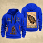 Ironworker Blueprint Quarter-Zip Hoodie in Blue, authentic overlapping front and back views with ironworker artwork and source sample name/year lettering.