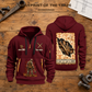 Ironworker Blueprint Quarter-Zip Hoodie in Wine Red, full front and back views on a ironworker workbench.