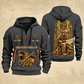 Ironworker Copper Craft Quarter-Zip Hoodie in Gray, full authentic front and back views with matching ironworker tools and equipment artwork, original sample name/year and Copper Craft planning theme.