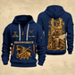 Ironworker Copper Craft Quarter-Zip Hoodie in Navy, full authentic front and back views with matching ironworker tools and equipment artwork, original sample name/year and Copper Craft planning theme.