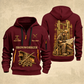 Ironworker Copper Craft Quarter-Zip Hoodie in Wine Red, full authentic front and back views with matching ironworker tools and equipment artwork, original sample name/year and Copper Craft planning theme.