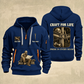 Ironworker Craft For Life Quarter-Zip Hoodie in Navy, full authentic front and back views with matching ironworker tools and equipment artwork, original sample name/year and Craft For Life slogan.