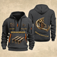 Ironworker Flow of Craft Quarter-Zip Hoodie in Gray, full authentic front and back views with matching ironworker tools and equipment artwork, original sample name/year and curved gold occupation lettering.