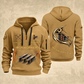 Ironworker Flow of Craft Quarter-Zip Hoodie in Khaki, full authentic front and back views with matching ironworker tools and equipment artwork, original sample name/year and curved gold occupation lettering.