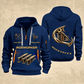 Ironworker Flow of Craft Quarter-Zip Hoodie in Navy, full authentic front and back views with matching ironworker tools and equipment artwork, original sample name/year and curved gold occupation lettering.