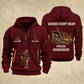 Ironworker Earned Every Beam Quarter-Zip Hoodie in Wine Red, full authentic front and back views with matching ironworker tools and equipment artwork, original sample name/year and Earned Every slogan.