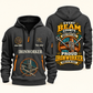 Ironworker Every Beam Counts Quarter-Zip Hoodie in Gray, authentic overlapping front and back views with ironworker artwork and source sample name/year lettering.