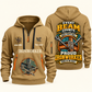Ironworker Every Beam Counts Quarter-Zip Hoodie in Khaki, authentic overlapping front and back views with ironworker artwork and source sample name/year lettering.