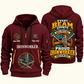 Ironworker Every Beam Counts Quarter-Zip Hoodie in Wine Red, authentic overlapping front and back views with ironworker artwork and source sample name/year lettering.