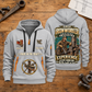 Ironworker Experience Keeps Working Quarter-Zip Hoodie in Light Grey, full front and back views on a ironworker workbench.