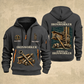 Ironworker Proud of the Trade Quarter-Zip Hoodie in Gray, full authentic front and back views with matching ironworker tools and equipment artwork, original sample name/year and once-and-always trade motto.