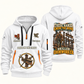 Ironworker Hands That Power Quarter-Zip Hoodie in White, authentic overlapping front and back views with ironworker artwork and source sample name/year lettering.