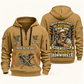Ironworker Old School Know-How quarter-zip hoodie in Khaki, front and back, fixed sample name and year artwork