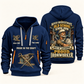 Ironworker Old School Know-How quarter-zip hoodie in Navy, front and back, fixed sample name and year artwork
