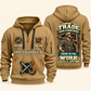 Ironworker Pride in the Trade Quarter-Zip Hoodie in Khaki, authentic overlapping front and back views with ironworker artwork and source sample name/year lettering.