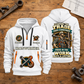 Ironworker Pride in the Trade Quarter-Zip Hoodie in White, full front and back views on a ironworker workbench.